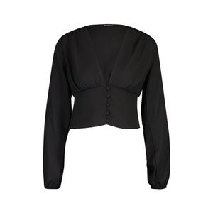 Volume Sleeve Button Detail Woven Blouse